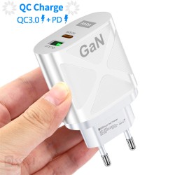 65w GaN Gallium Nitride Charger Multi-port Usb Fast Charge Adapter Compatible for Macbook Pro Laptop Phone white EU Plug