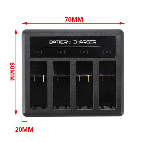 DC 5V 2A Battery 4-Slot Charger Professional Type C Battery Charging Stock Station 70x60x20mm For Gopro5.6.7.8 black