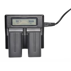 Dual Channel Digital Camera Battery Charger with LCD Display for NP-F770 F750 F550 F960 British Plug
