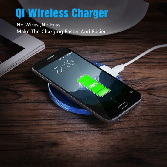 QI Standard Fashion Crystal Portable Fast Wireless Charger Charging Pad Stand for Apple Android HTC Black