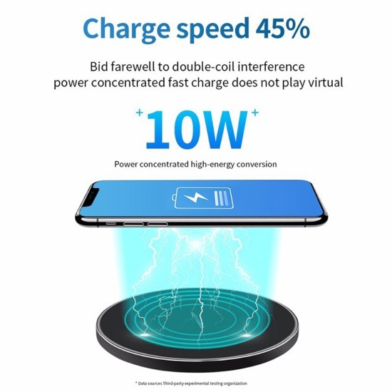 Thin QI Wireless Fast Charger Mobile Phone Wireless Fast Charging Pad for iPhone SANSUNG black