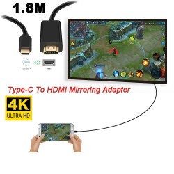 USB-C Type C USB 3.1 to HDMI 4k 2k HDTV Cable for Galaxy S8 S8+ Plus Cell Phone USB C to HDMI Adapter Cable black