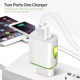 Universal Led Luminous Dual Usb  Charger Smartphone 2 Port Water Drop Pattern Portable Travel Mobile Phone Adapter Charger EU plug
