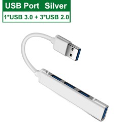 Usb C Hub 3.0 Type C 3.1 4-port Distributor OTG Adapter For Lenovo Macbook Pro 13 15 Air Pro Computer Accessories Silver USB3.0 interface