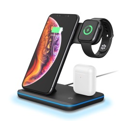 Z5 Split 3 in 1 Multi-function Fast Wireless Charger for Mobile Phone Headset Smart Watch Wireless Charger black