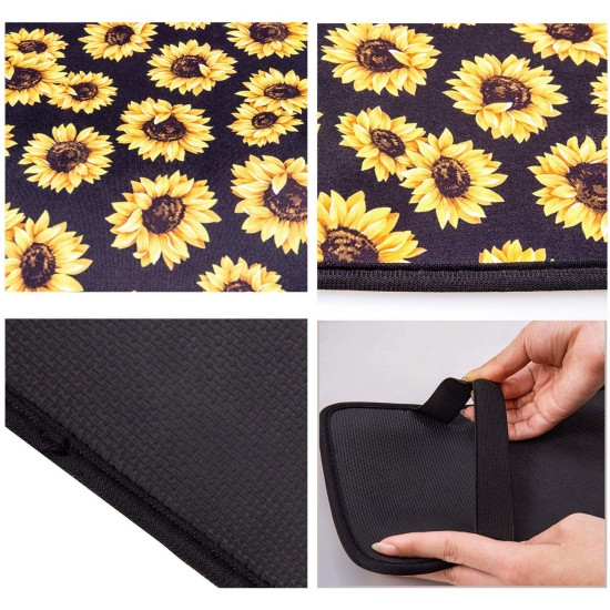 Vehicle Center Console Armrest Cover Pad Universal Fit Soft Stylish Sunflowers Pattern Comfort Center Console Armrest Cushion Armrest + 2 coasters