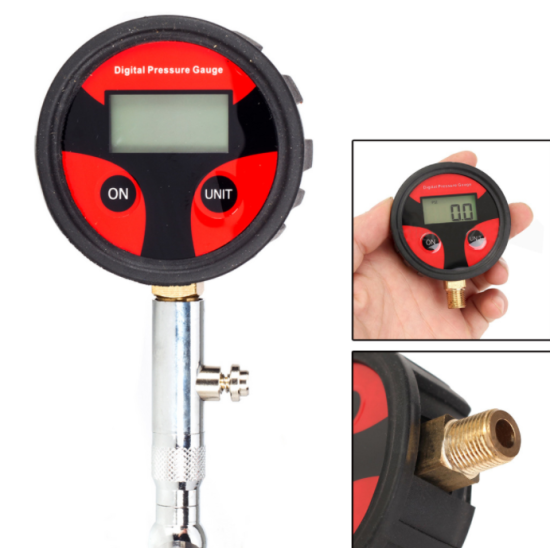0-200PSI Air Pressure Gauge Dial Meter Tester Copper Rubber Digital Tire Pressure Gauge Tool for Car Truck Bike Auto Car Tyre red