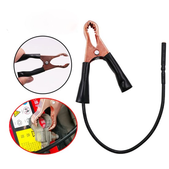2pc Metal + Plastic Vehicle  Leakage  Detection  Tool, Car Battery Test Power Supply Cable Plug + Clip Detector, For Professional Electrician Black