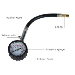 Long Tube Tire Pressure Gauge Meter High-precision Tyre Air Pressure Tester For Car Motorcycle Universal Black_0-7kg/cm\u00b2(0-100psi))