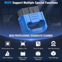 M100 Obd2 Bluetooth 4.0 Scanner Auto Car Fault Diagnosis Tool Code Reader Compatible for IOS Android