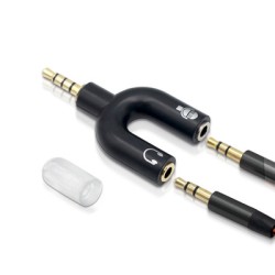 3.5mm Dispenser U-Shaped Stereo Plug Stereo Audio Microphone and Headphone Adapter Headset Splitter for Smartphone MP3 Player MP4 black