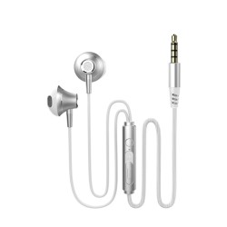 3.5mm Earbuds Stereo Earphone In-ear Music Headphones Hifi Bass Headset with Microphone Silver