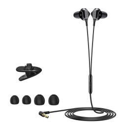 3.5mm Earphone 90 Degrees Volume Wire Control In-ear Subwoofer Music Gaming Earbuds Black
