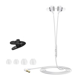 3.5mm Earphone 90 Degrees Volume Wire Control In-ear Subwoofer Music Gaming Earbuds White