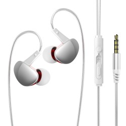 3.5mm In-ear Earphone Subwoofer Stereo Sports Running Earbuds Wire-control Game Headphones White
