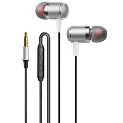 3.5mm in Ear Headset Bass Music Earphones Wire-controlled Smart Calling Headphones with Microphone for Android V2 Silver