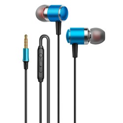 3.5mm in Ear Headset Bass Music Earphones Wire-controlled Smart Calling Headphones with Microphone for Android V2 Blue