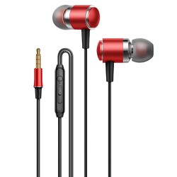 3.5mm in Ear Headset Bass Music Earphones Wire-controlled Smart Calling Headphones with Microphone for Android V2 Red