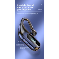 Business Kj10 Bluetooth-compatible Headset Led Battery Display Hanging Ear Type True Wireless Headphone black