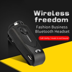 F930 Wireless Bluetooth Headset Business Telescopic Clip Lavalier Earbud Noise Reduction Earphone Black