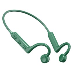 Ks-19 Bluetooth Headset Hanging Neck Bone Conduction Business Sports Earbuds Hifi Stereo Music Gaming Earphones Green