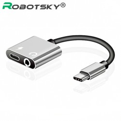 USB Type C Audio Adapter Type-C to 3.5mm Jack Earphone Audio Converter Cable for Samsung S8 Huawei mate 9 LG G5 G6 Xiaomi 6 black