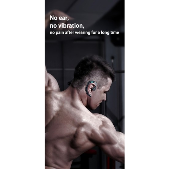 V19 Wireless Headphone Bluetooth Ear Hook Sport Headset Digital Display Business Earphone Black