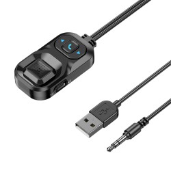 2-in-1 Car Bluetooth Wireless Audio Adapter Transmitter Receiver 3.5mm Aux Adapter Black