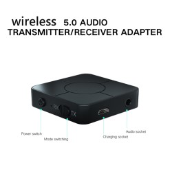 2-in-1 Wireless Bluetooth 5.0 Transmitter Receiver Audio Adapter Headphone Amplifier Speaker Kn326 Black