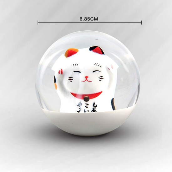 1 Set Acrylic Fortune Lucky Cat Round Gear Ball Shift Knob Adapter Translucent