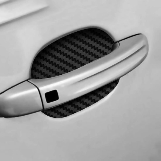 4 Pcs/set Car  Door  Handle  Sticker Carbon Fiber Protective Film Anti-scratch Handle Sticker Silver