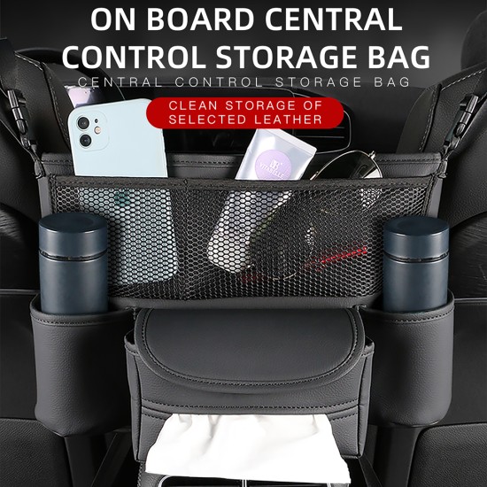 Car Seat Back Organizer PU Leather Handbag Holder Central Control Pink
