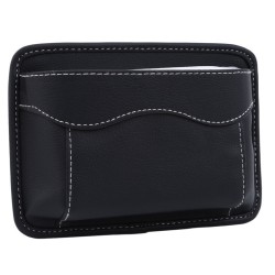 Leather Car Storage Pouch Multifunctional Hanging Bag Mobile Phone Case Storage Bag Storage Box Black