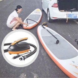 SUP Paddle Direct Current Vehicle Electric Inflatable Booster Pump + 6pcs Air Tap Black with orange