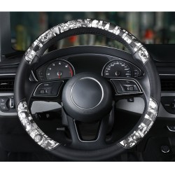 Universal leather printing Car Steering-wheel Cover 38CM Sport styling Auto Steering Wheel Covers Anti-Slip Grey print_38cm