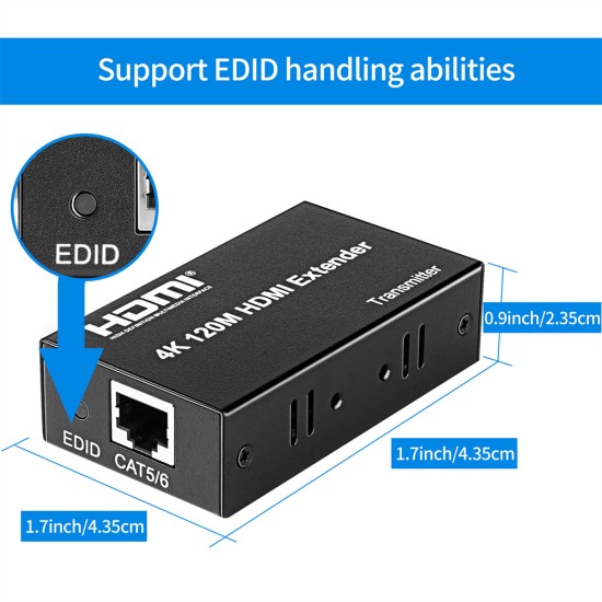 1 Set 4k 120m Hdmi Extender Cat5e Cat6 Ethernet Hdmi to Rj45 Audio Edid Network Extender UK Plug
