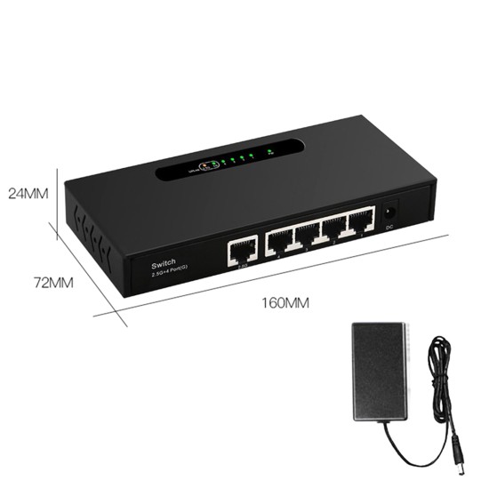 2500/1000mbps 2.5g Desktop Gigabit Network Switch Gigabit Hub Ethernet Splitter 8pin 5-port US Plug