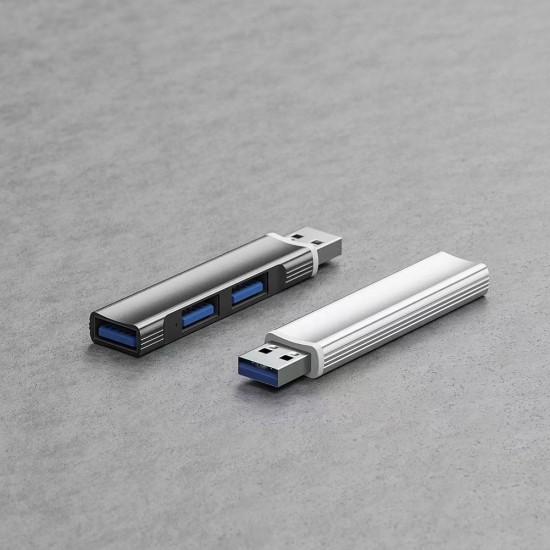 3-Port USB3.0 Hub Compact Portable In-line USB Hub Extensions Adapter USB Splitter Silver