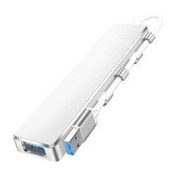 4-in-1 Hub Dock USB C Multi-port Splitter Usb Adapter Station Portable Data Usb Splitter Silver