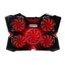 5 Fans Gaming Laptop Cooling Pad for 12"-17" Laptops with LED Lights Dual USB Ports Adjustable Height at 1400 RPM green