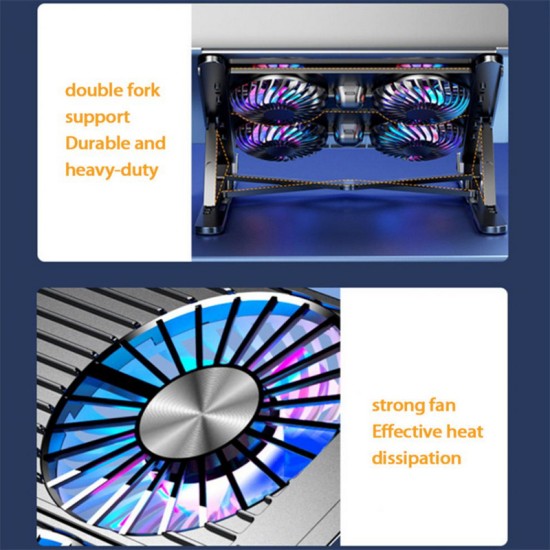 Foldable Laptop Holder Stand Cooling Pad Table Bracket with Radiator Silent Fan 2 fan models