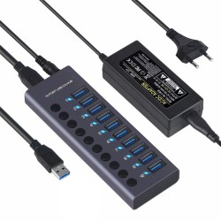 Usb 3.0 Hub 10-port Hub Docking Station with Independent Switch Usb Splitter for Pc Laptop Accessories US Plug