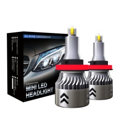 1 Pair Aluminum Car Headlights 1904 12000/min 6000k Ip68 Waterproof Heatproof Led Lamp H8/H9/H11