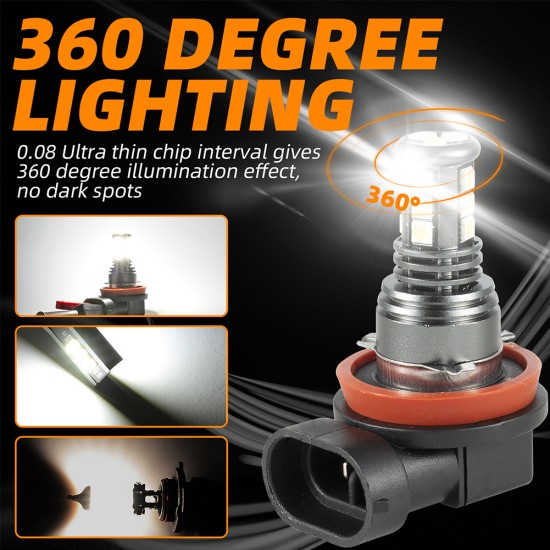 1 Pair Aluminum Car Led High-brightness Fog Lamp Headlights Waterproof Fog Lights 9005/9006/H10