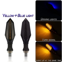 1 Pair Motorcycle Accessories Double-sided Luminous Led Water Turn  Signal Lights Flow mode/yellow+blue light