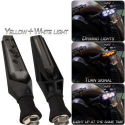 1 Pair Motorcycle Accessories Ecg Wave Type Flow Mode Led Turn Signal Lights Yellow + white light