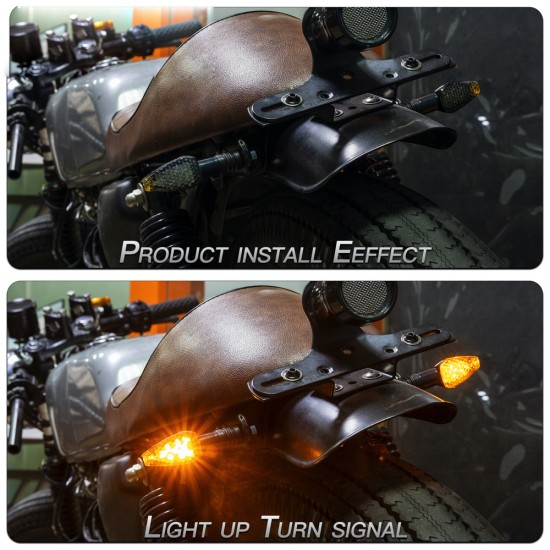 1 Pair Motorcycle Light E-mark Certified Long Short 14led Turn Signal Light Black shell/clear lens