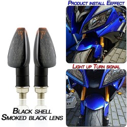 1 Pair Motorcycle Light E-mark Certified Long Short 14led Turn Signal Light Silver-plated shell/clear lens