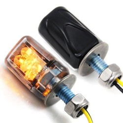 2 Packed LED Motorcycle Turn Signal Light Blinker Indicator Lamp Black + Transparent
