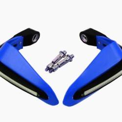 2PCS Motorcycle Handguards Modified Handle Windshield 1.5cm Handlebars LED Light Wind Shield blue